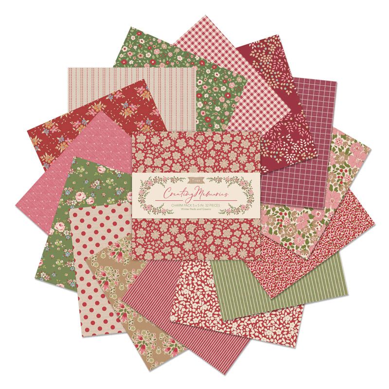 Tilda Fabrics Creating Memories Winter Charm Pack - 32 Pieces - 5&#x22; x 5&#x22; - 100% Cotton