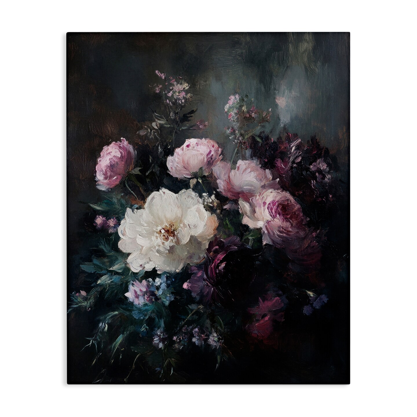 Stupell Industries Vintage Dark Blossoms Canvas Wall Art Design by Petal Prints Design