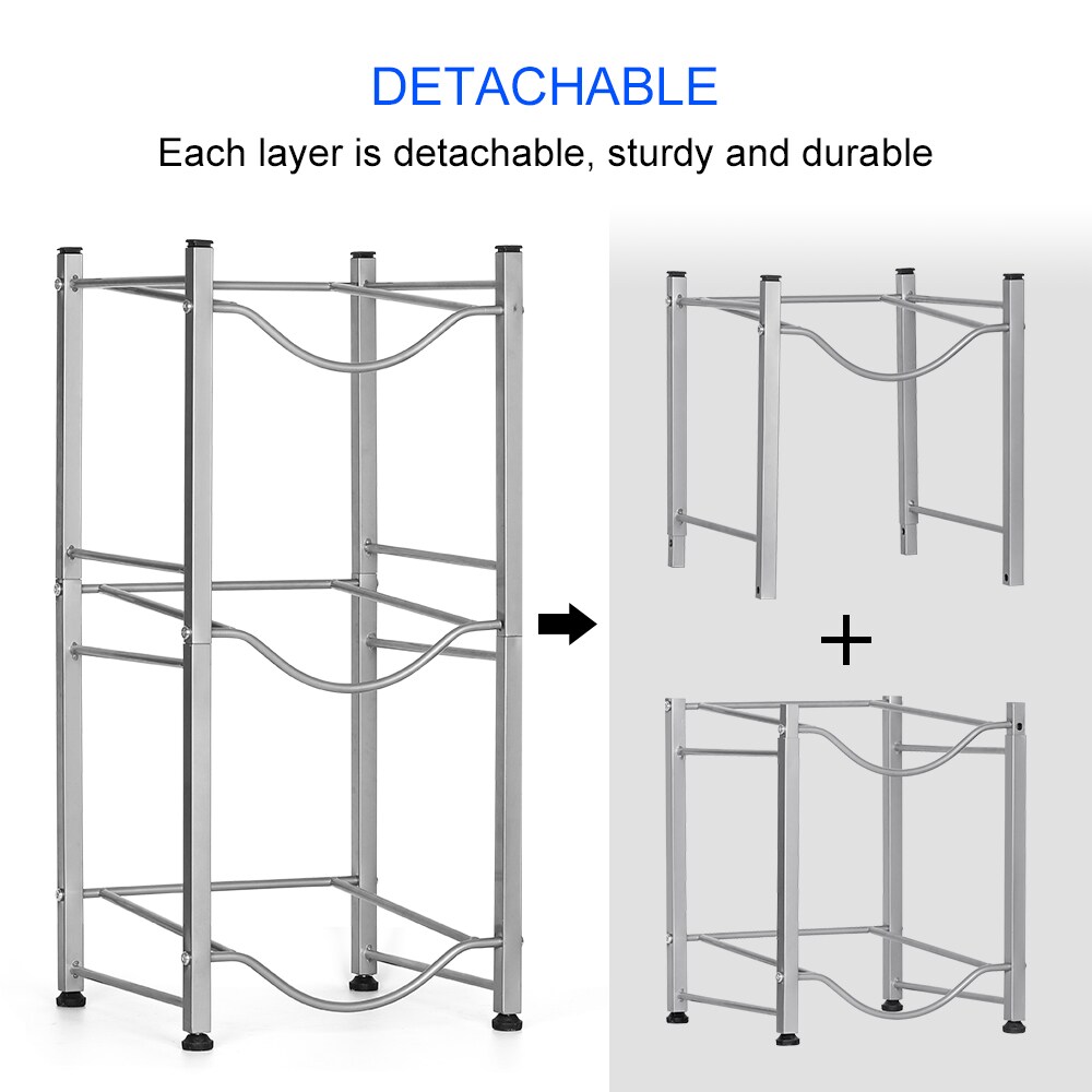 3 Tier 5 Gallon Water Jug Holder Water Bottle Storage Rack, Silver