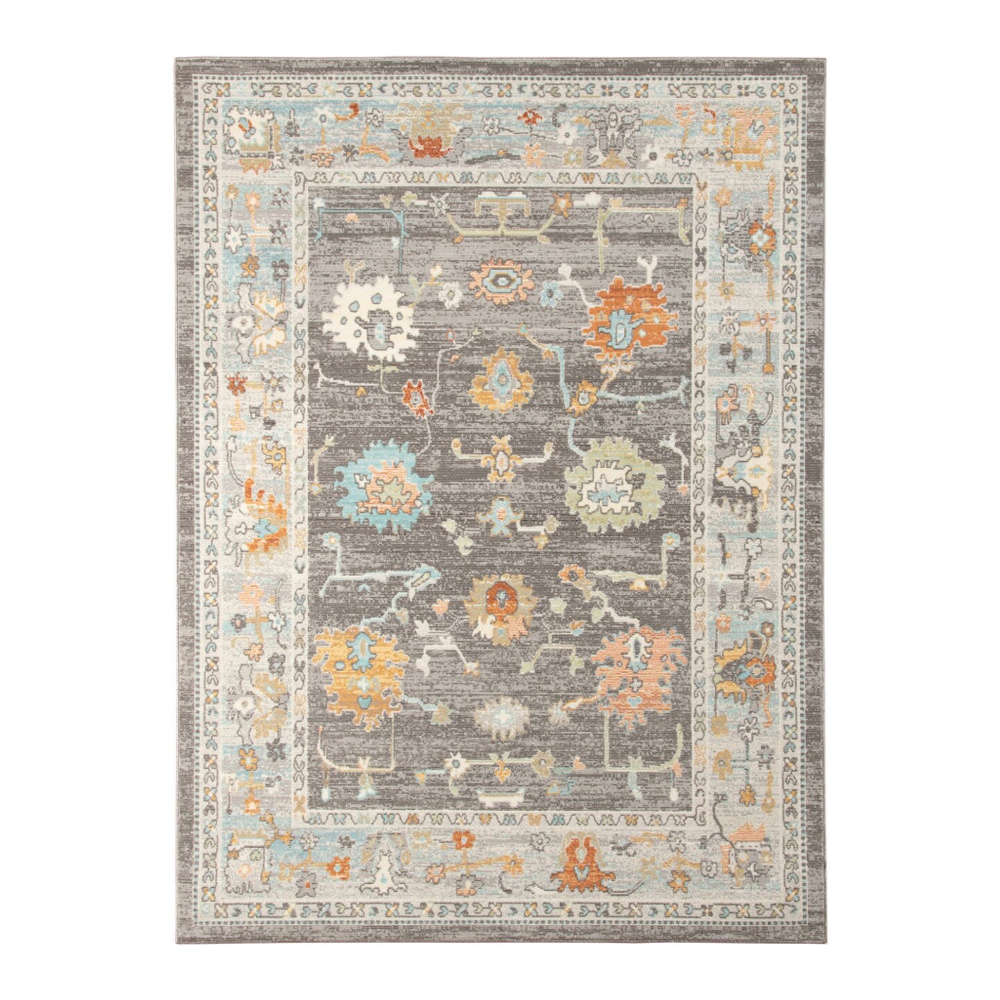 Edge Collections - 9' x 12' - Gray - Artistic Floral Stain Resistant Area Rug - 1 Piece