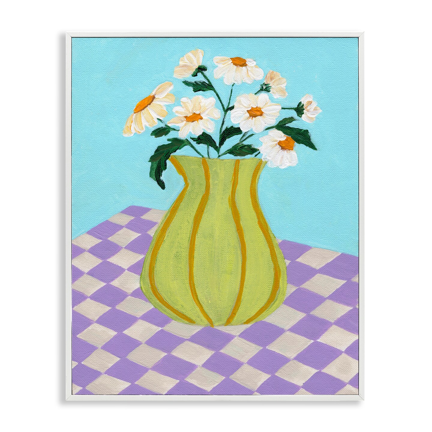 Stupell Industries Retro Checkers Vase Framed Giclee Wall Art Design by Nikita Jariwala