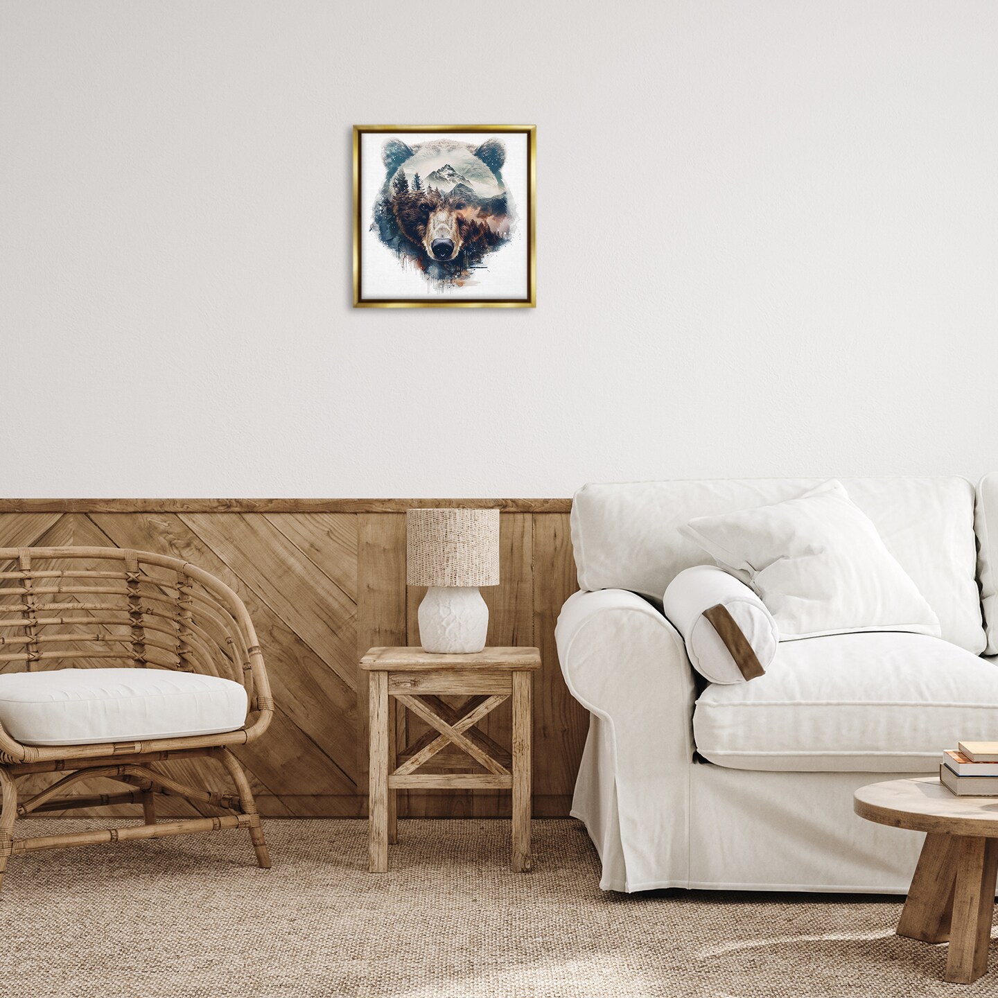 Stupell Industries Bear Head Silhouette Floater Framed Canvas Wall Art Design by LSR Design Studio