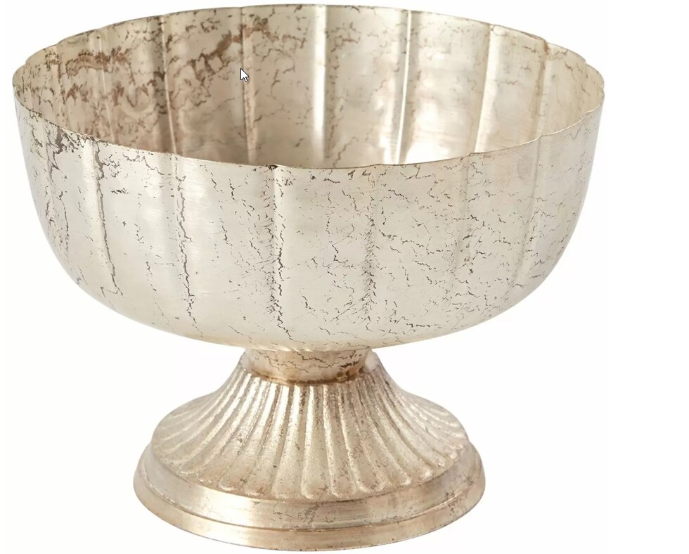 7.75&#x22; Champagne Metal Compote Bowl &#x2013; Pedestal Floral Vase for Wedding Centerpieces &#x26; Home Decor-72010-61