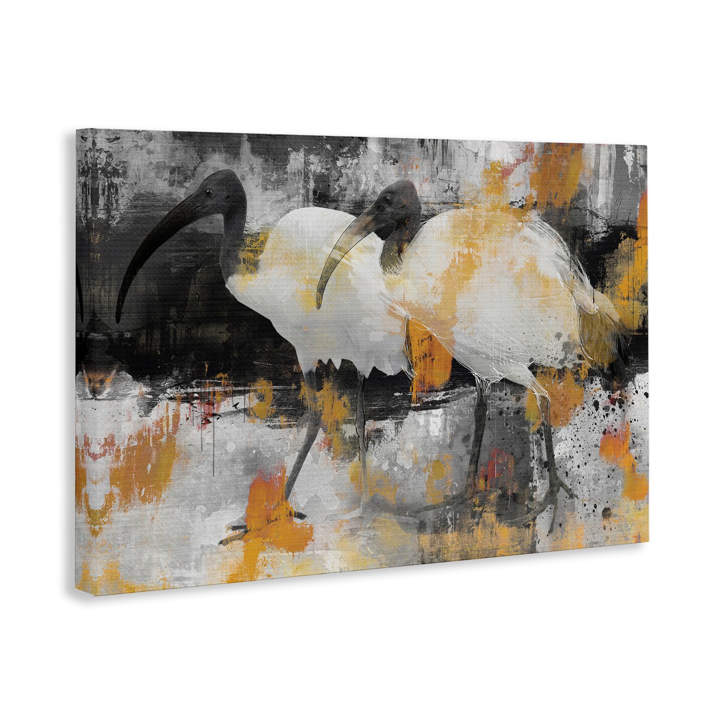Stupell Industries Grey &#x26; Yellow Modern Birds Canvas Wall Art Design by Porter Hastings