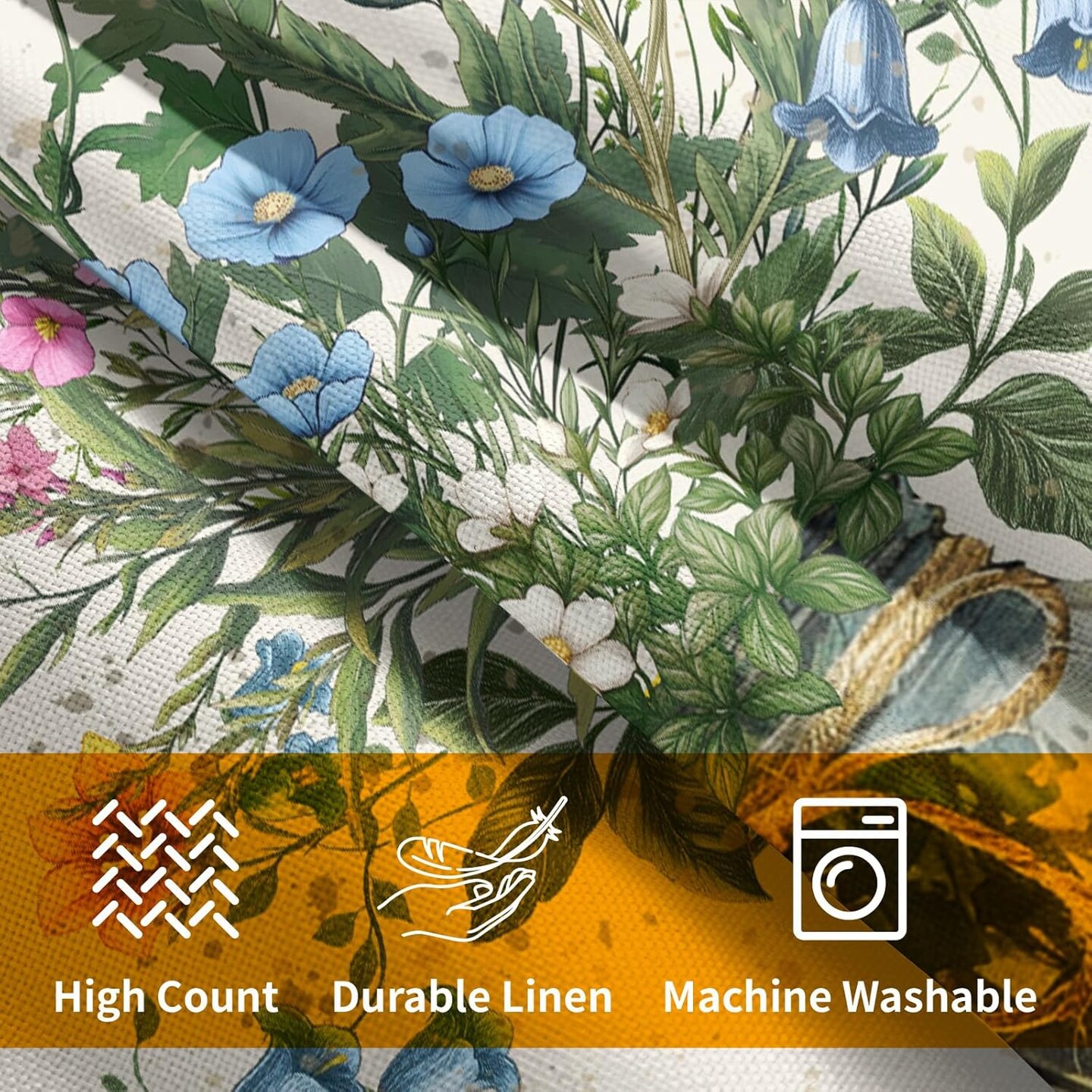 Spring Wildflower Throw Pillow Covers 18X18 Inches Set of 2 Multi Colored Daisy Flowers Mason Jar Pillowcase Soft Cotton Linen Square Spring Cushion Covers for Home Sofa Patio Bedroom