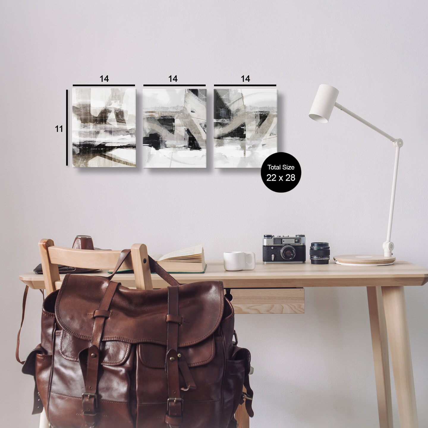 Stupell Industries Industrial Streaked Composition 3pc Canvas Wall Art Set Design by Nina Blue