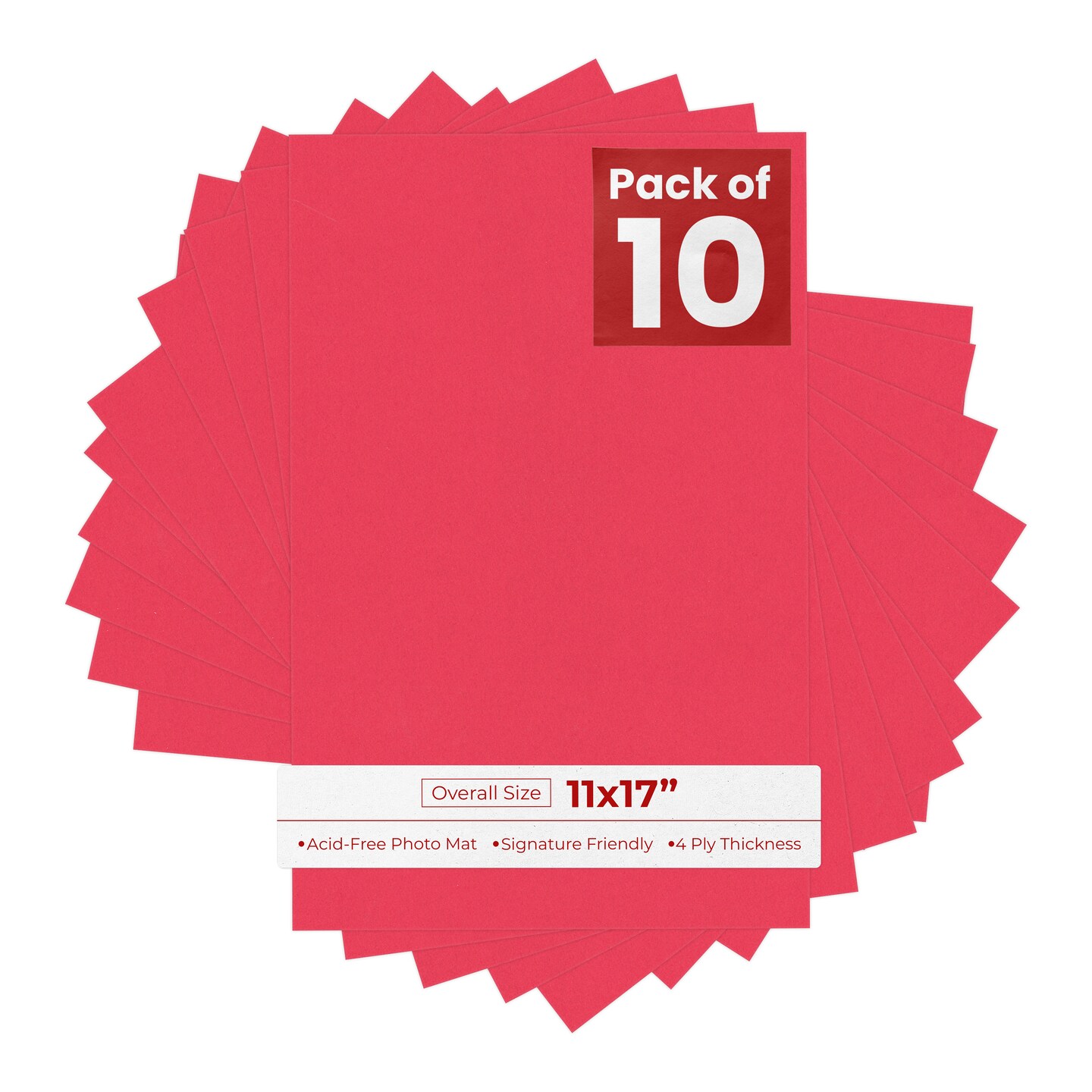 Cardinal Red 11x17 Uncut Mat Board - Blank Sheets, No Opening