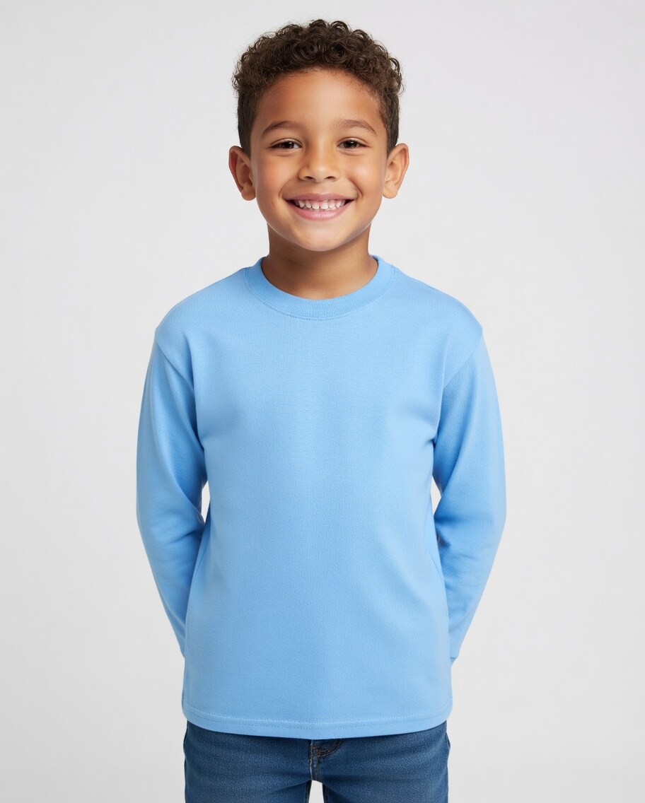 Gildan Heavy Cotton Youth Crewneck Long Sleeve T-Shirt – Kids Everyday Basic Tee for Comfort