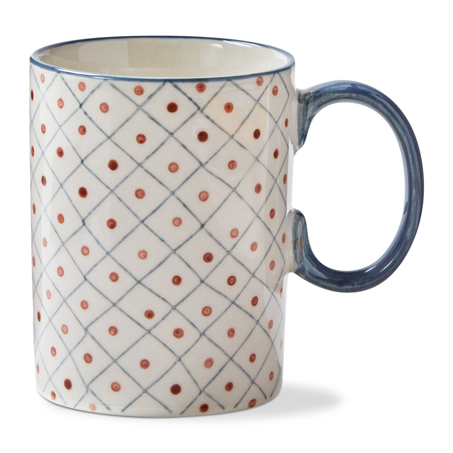 Stamped Grid Coffee Mug Blue Multi Stoneware Everyday 17oz Dishwasher Safe