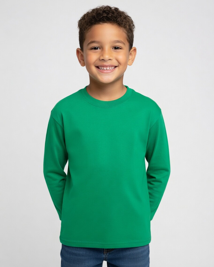 Gildan Heavy Cotton Youth Crew Neck Long Sleeve T-Shirt Kids Basic Tee for Everyday Wear