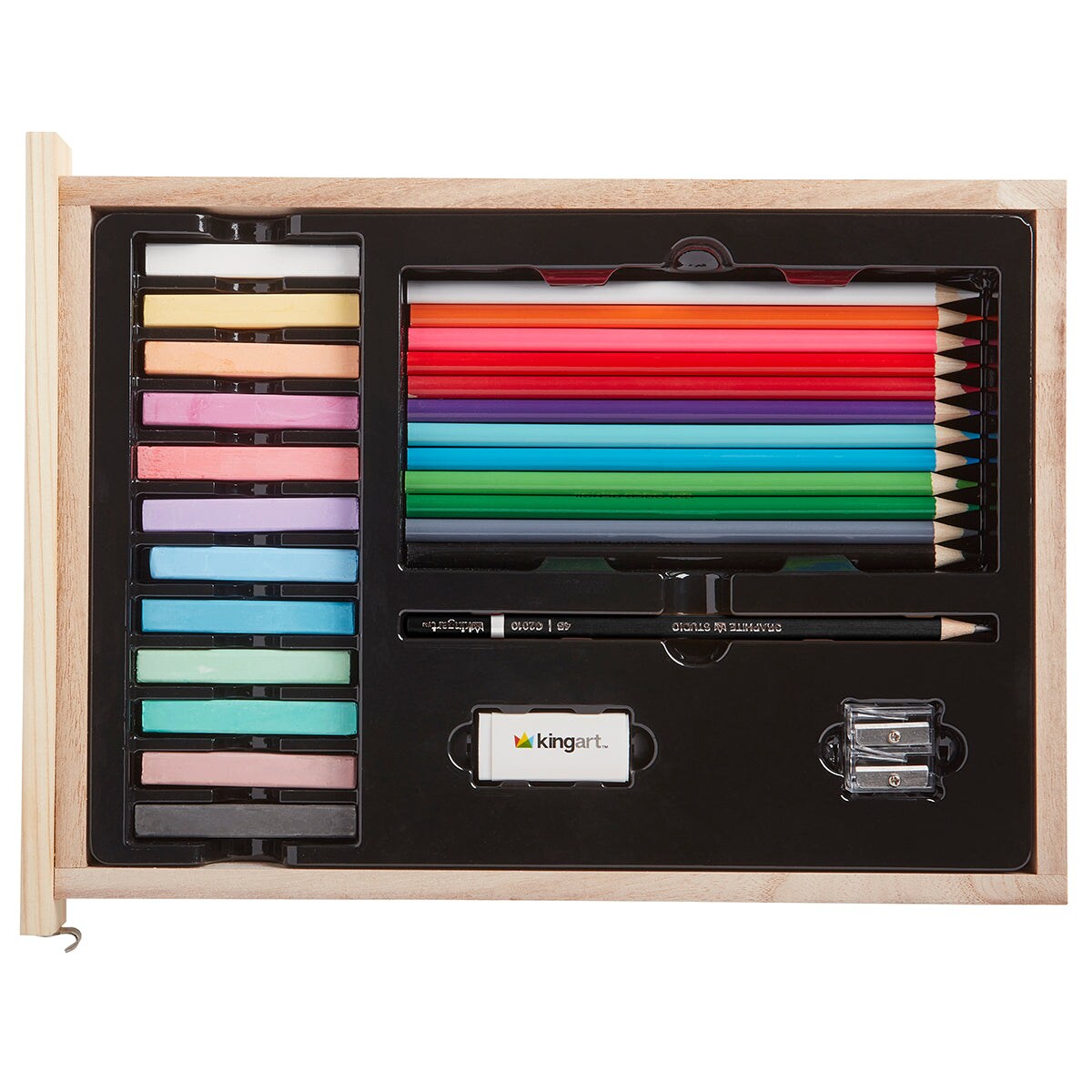 KINGART&#xAE; Mixed Media Art Set, Table-Top Sketchbox Easel, 105 Pcs.