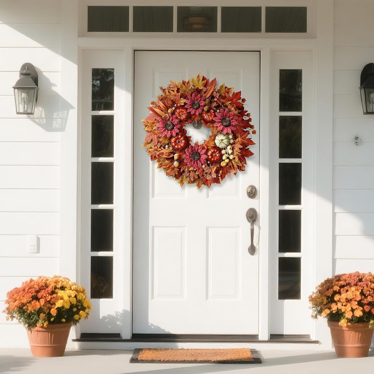 28'' Large Fall Wreath for Front Door(Fall Orange)28"D x 28"W x 5"H