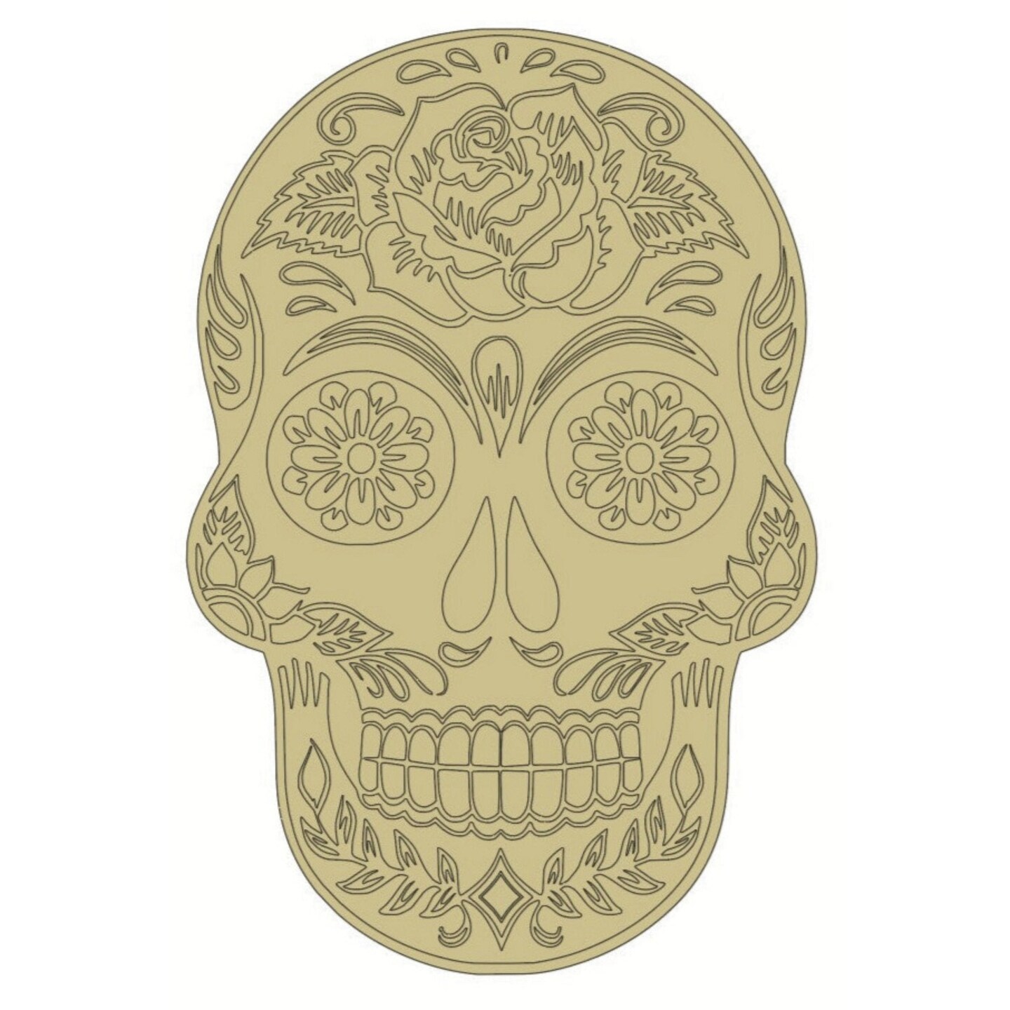 12&#x22; Sugar Skull Wood Cutout - Unfinished Wood