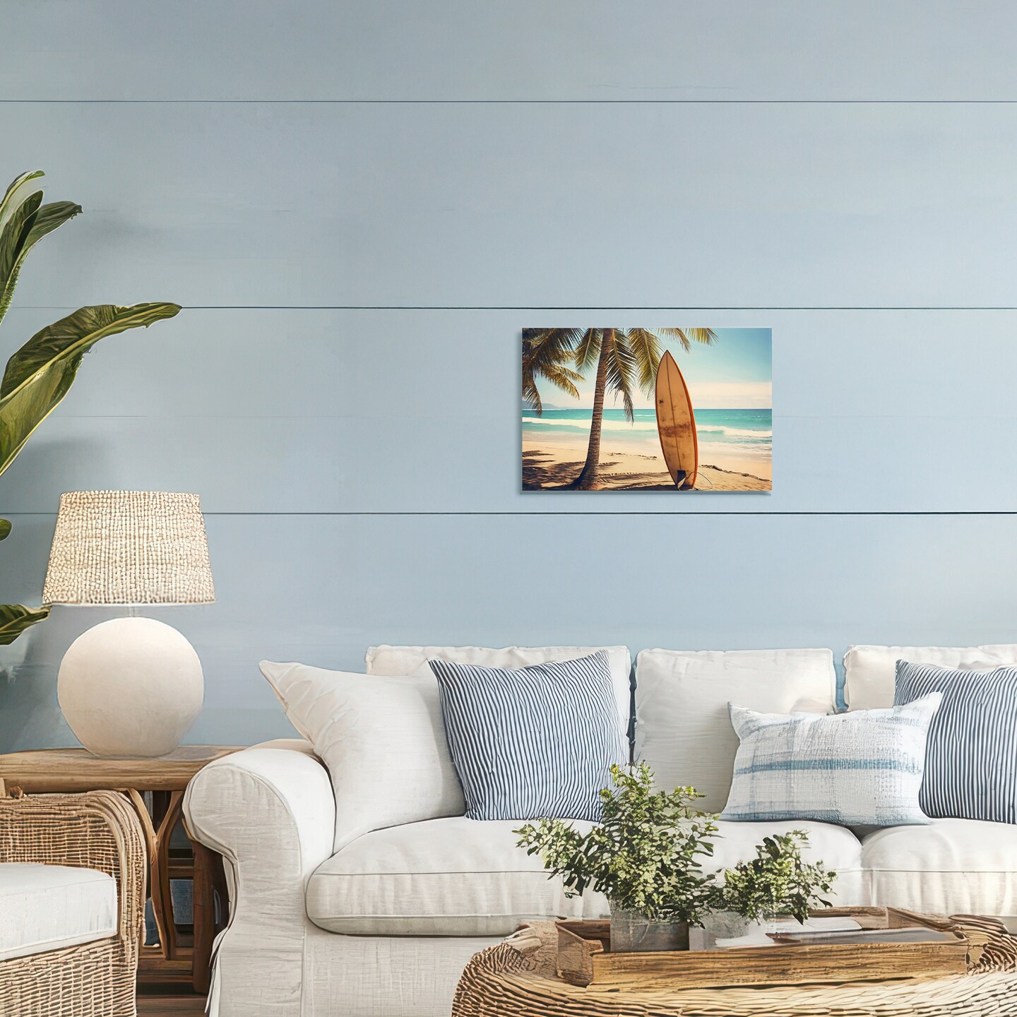 Stupell Industries Surfboard Standing Near Shore Canvas Wall Art, design by LSR Design Studio
