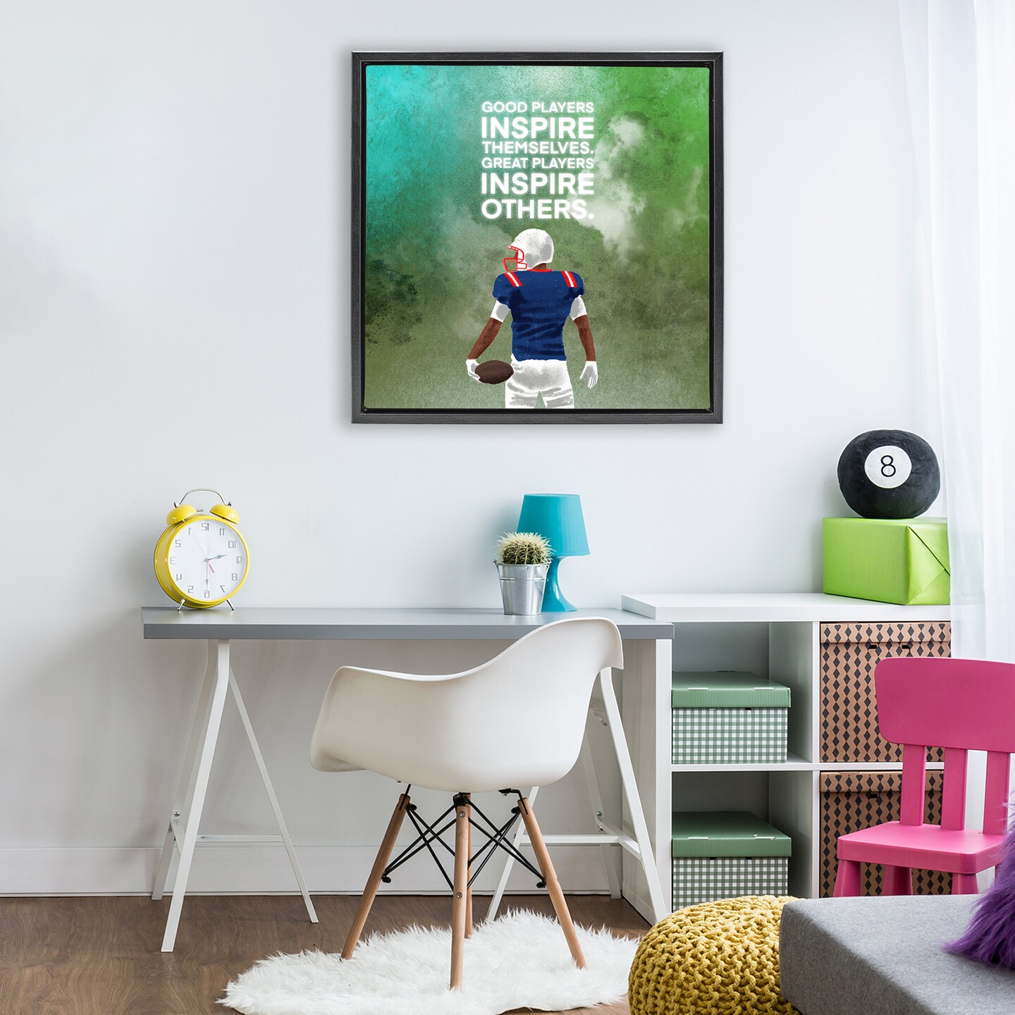 Stupell Industries Great Players Inspiring Athlete Quote Black Framed Floater Canvas Wall Art, design by Marcus Prime