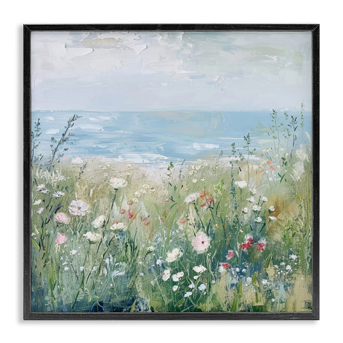 Stupell Industries Wildflowers By The Sea Black Framed Giclee Art, design by Creative Studio