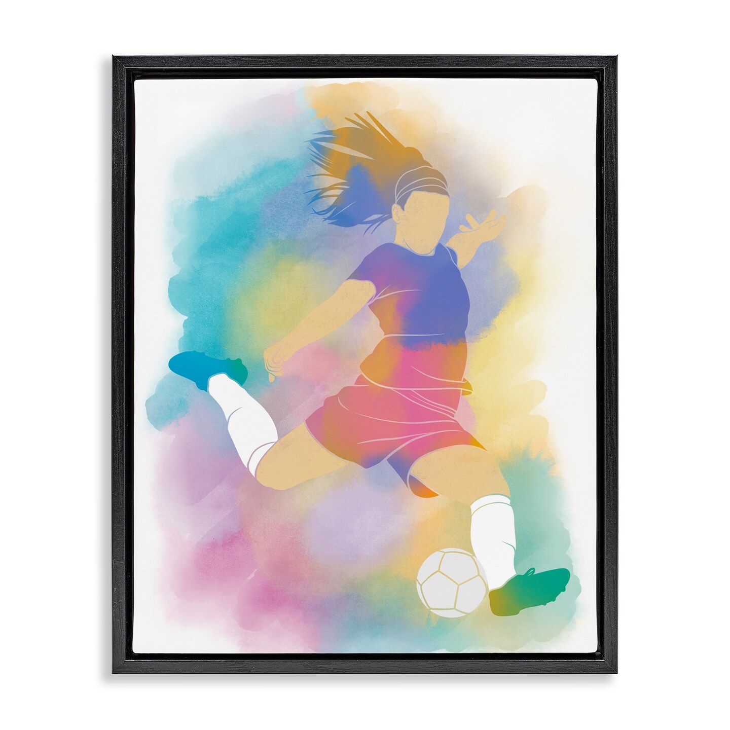 Stupell Industries Colorful Sports Soccer Black Framed Floater Canvas Wall Art, design by Marcus Prime