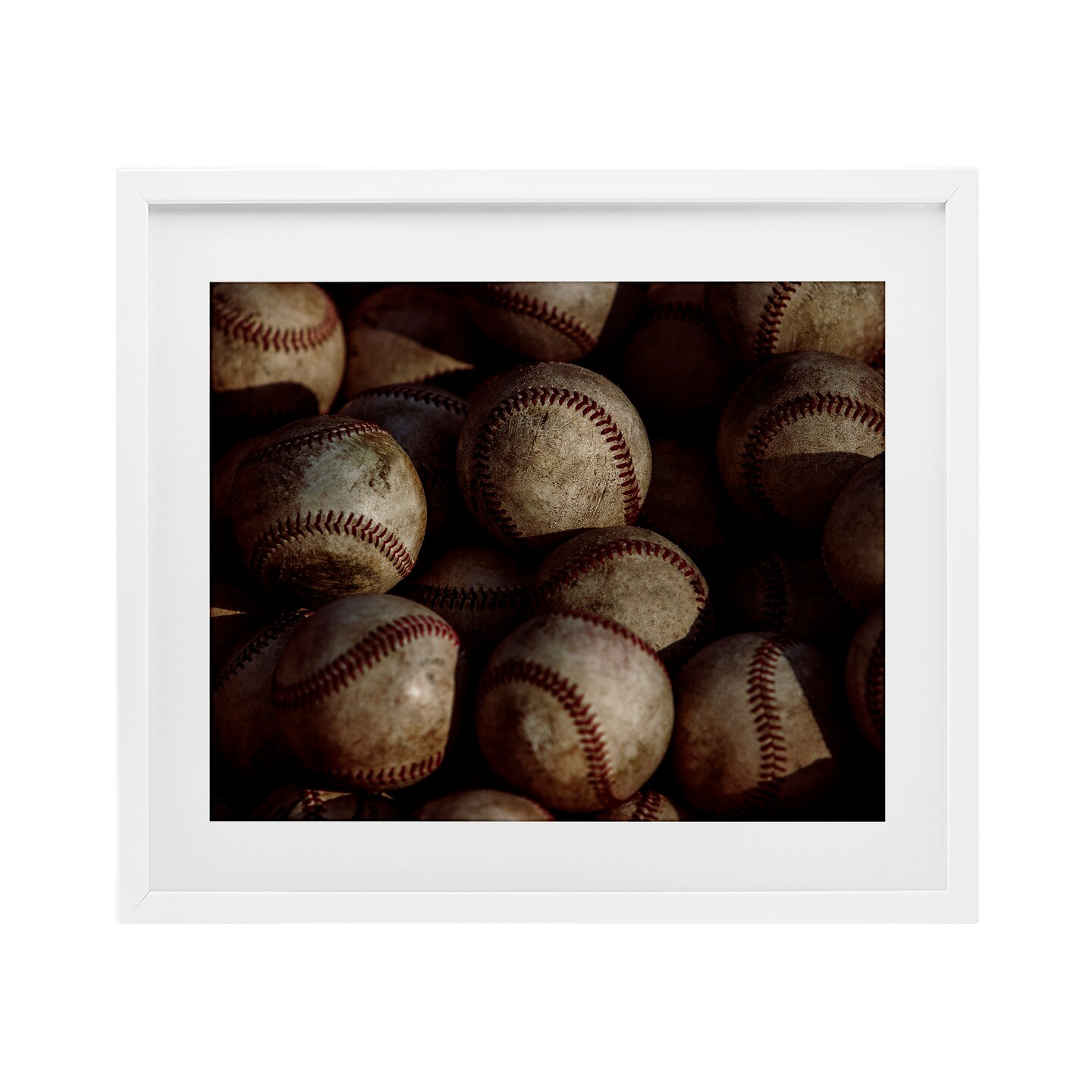 Stupell Industries Bin Of Baseballs Black Framed Print Under Glass, design by Marcus Prime