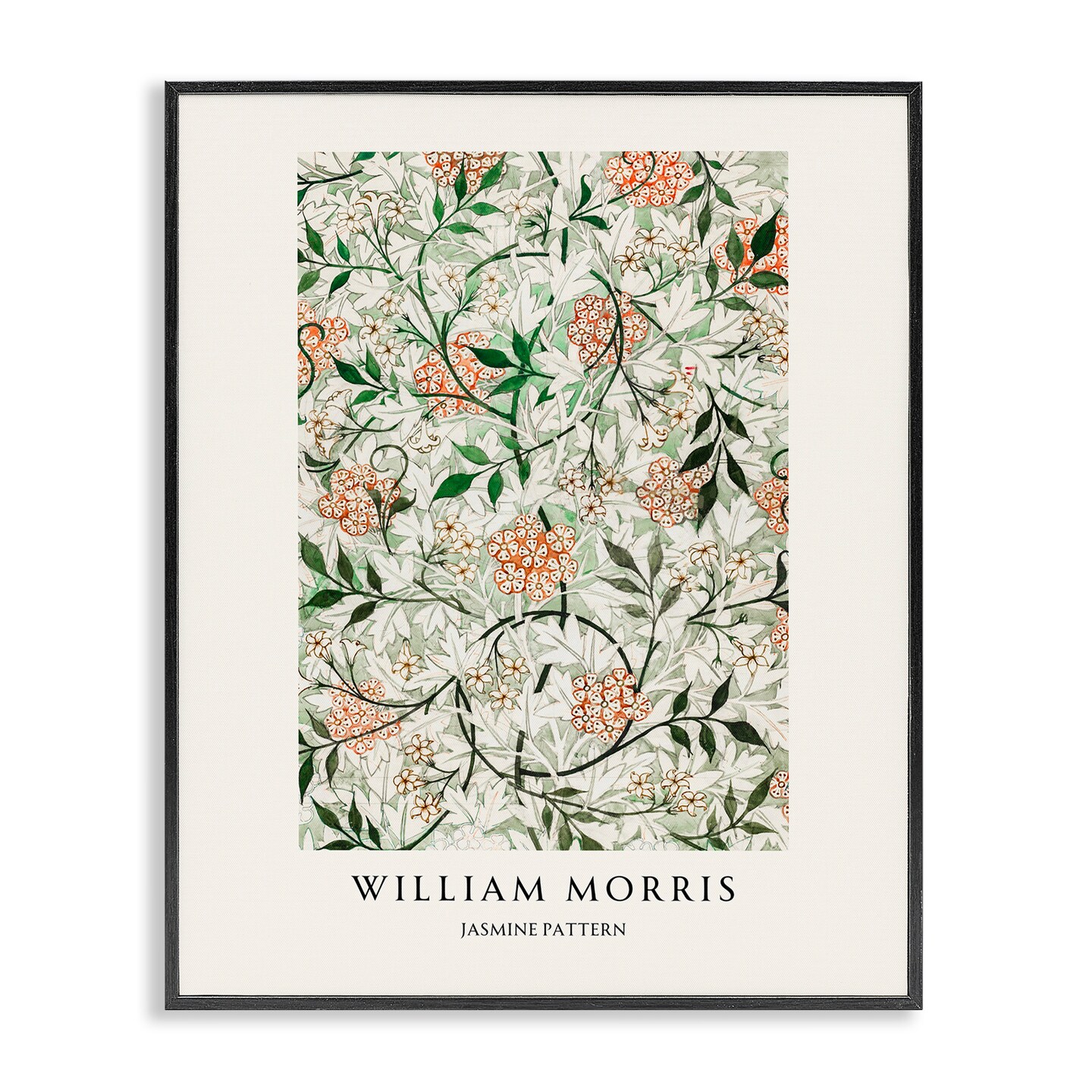Stupell Industries William Morris Jasmine Pattern Black Framed Giclee Art, design by Vintage Hustle