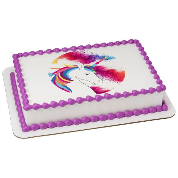 Rainbow Unicorn PhotoCake&#xAE; Edible Cake Topper Icing Image,