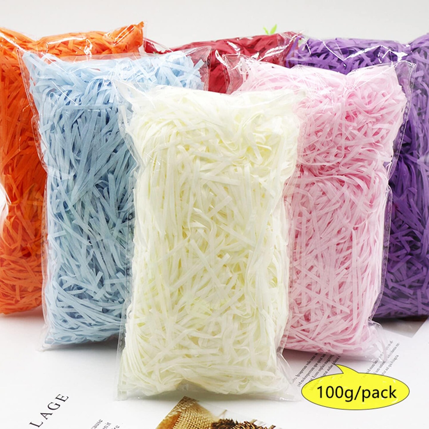 Raffia Paper Shreds, 100g Shredded Paper for Gift Box, Crinkle Cut Paper Shred Filler for Gift Wrapping &#x26; Basket Filling(Green)