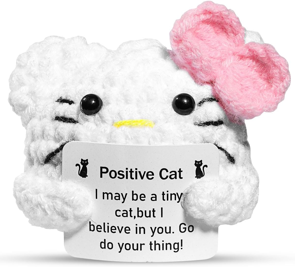 Kitty Stuff Kitty Easter Basket Stuffers Inspirational Crochet Positive Cat Kawaii Handmade Emotional Support Nuggets Cheer Funny Crochet Animals Kitty Gifts for Women Girls Coworker Birthday