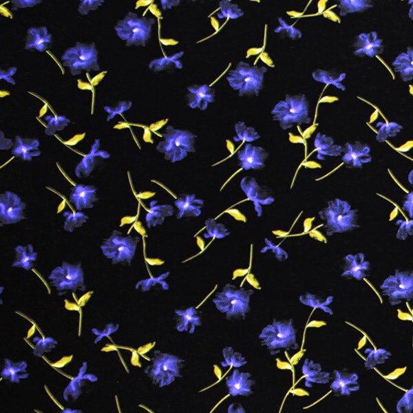 Purple Flowers in the Abyss Printed Spandex