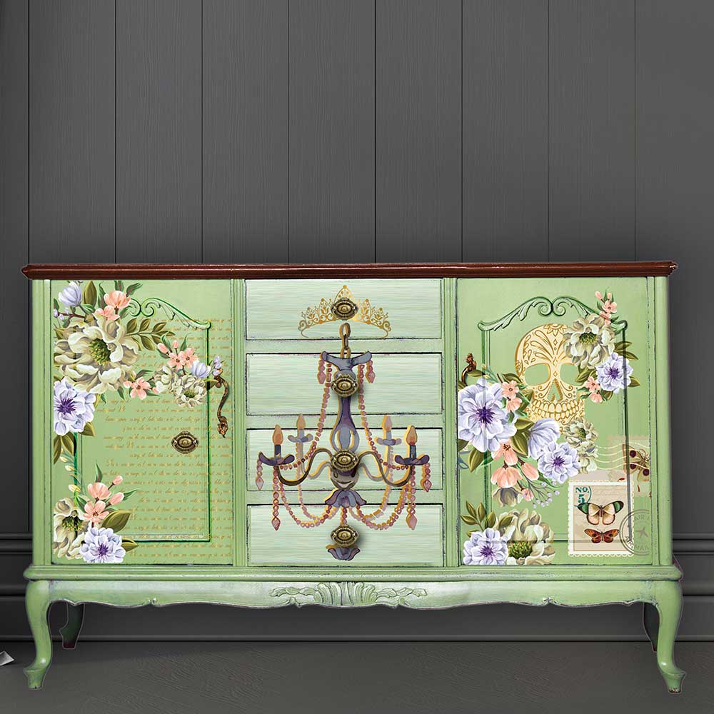 Decor Transfers® 24x35 - Cece With Love, Skully - total sheet size 24"x35", cut into 2 sheets