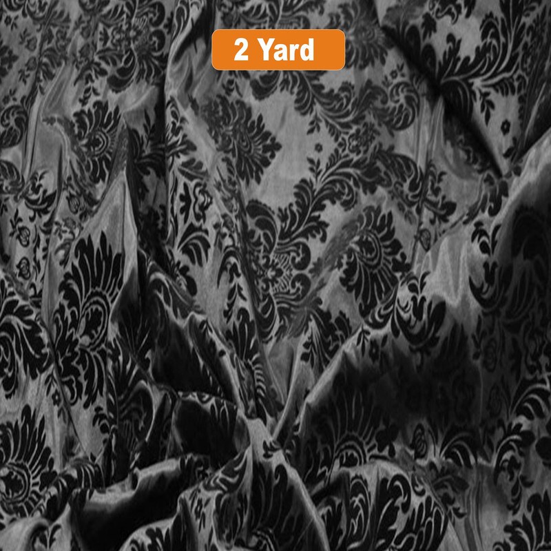 Damask Flocking Taffeta Fabric 60&#x22; Wide for Curtains, Apparel, and Decor