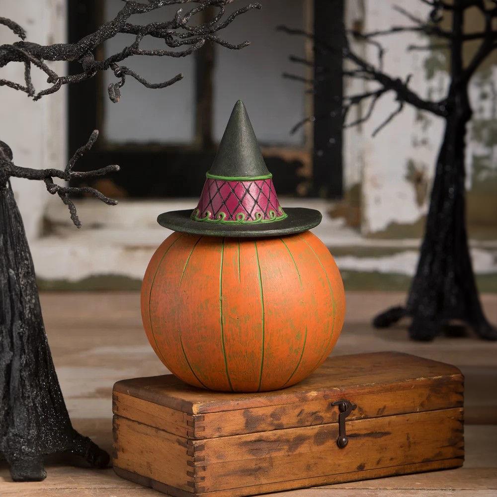 Bethany Lowe by Artist Johanna Parker Vintage Style Halloween Witchy Orange-O-Weena Container