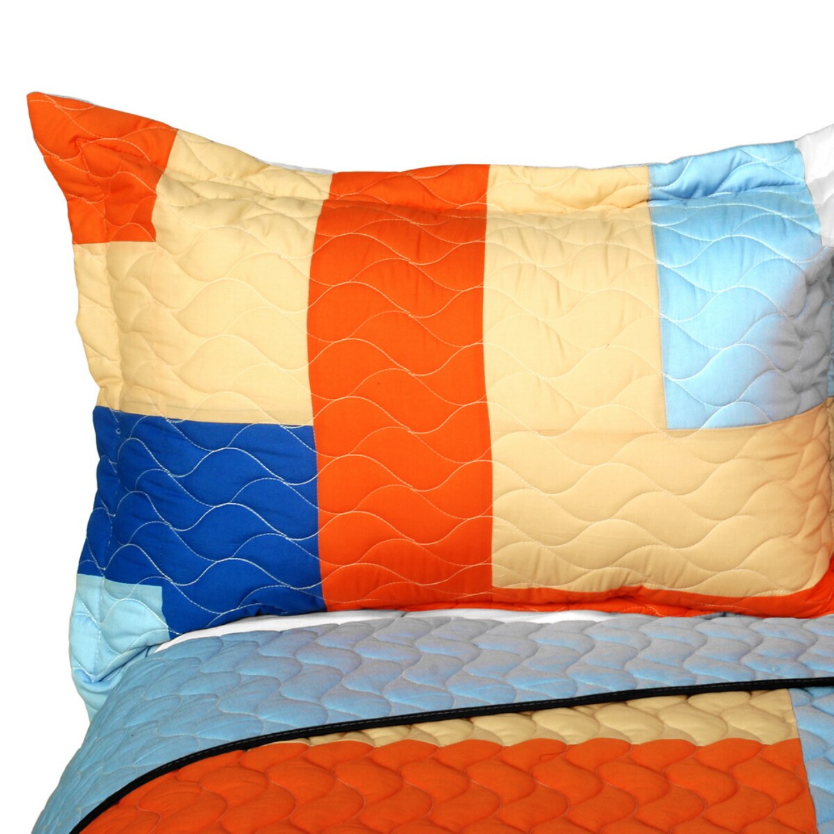 3-Piece Full/Queen Quilted Patchwork Set with Reversible Comfort and Texture