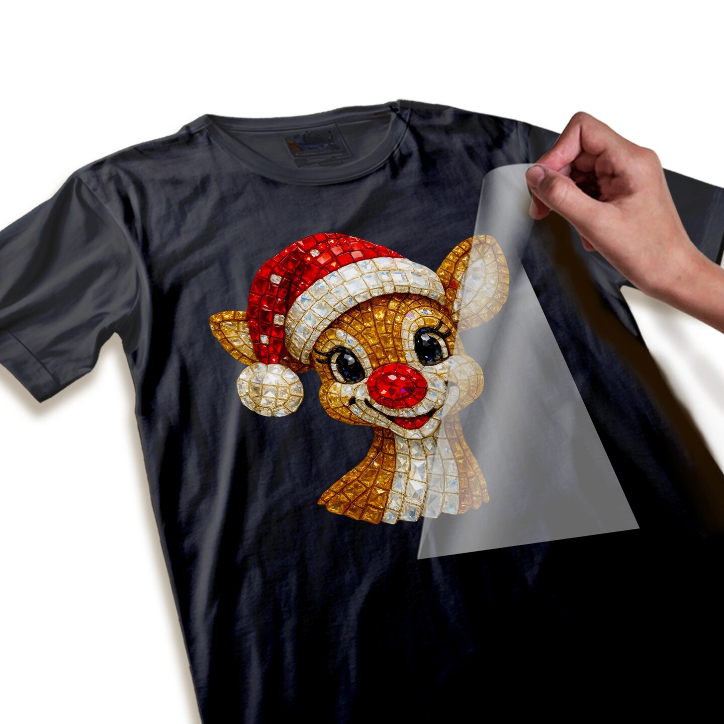Christmas DTF Transfer - Cute Rhinestone Reindeer Ready to Press