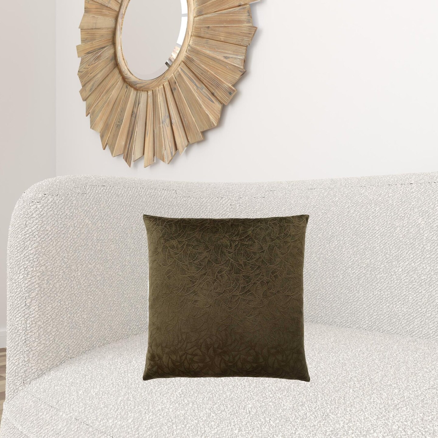 Edge Collections - 18-inch H x 18-inch W x 6-inch D - Green - Floral Decorative Pillow with Zipper - 1 Piece