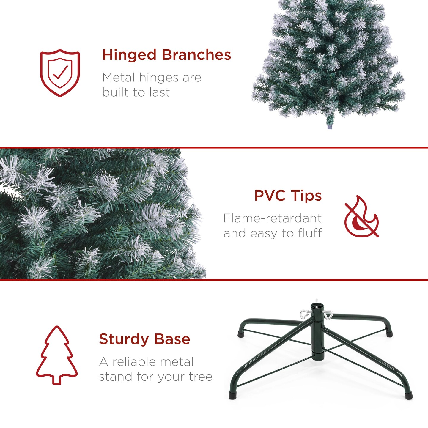 Best Choice Products Artificial Frosted Christmas Tree, Premium Unlit Spruce Design, Dense Branches &#x2013; Blue Spruce