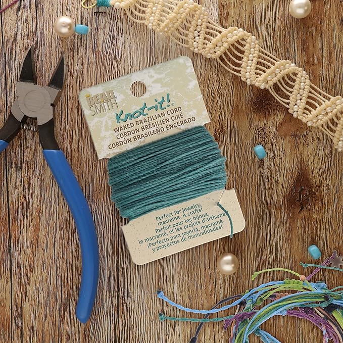 The Beadsmith Waxed Brazilian Cord, 0.7 mm Diameter, Light Wax, 15 Yards (13.7 m)