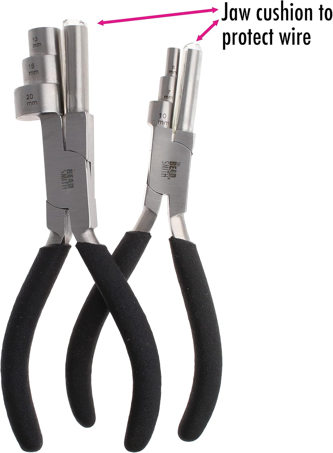 The Beadsmith Wrapper Pliers Combo – Wire Working Pliers – Big 7” (178mm) and Little 6” (152mm) – Use to Create Loops and Jump Rings and Protect Wire While Jewelry Making – 2 Piece Set