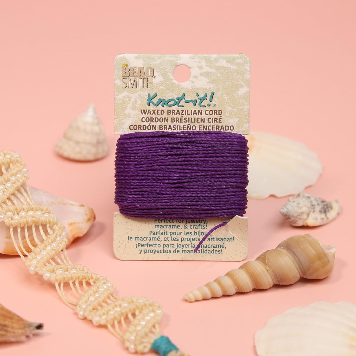 The Beadsmith Waxed Brazilian Cord, 0.7 mm Diameter, Light Wax, 15 Yards (13.7 m)