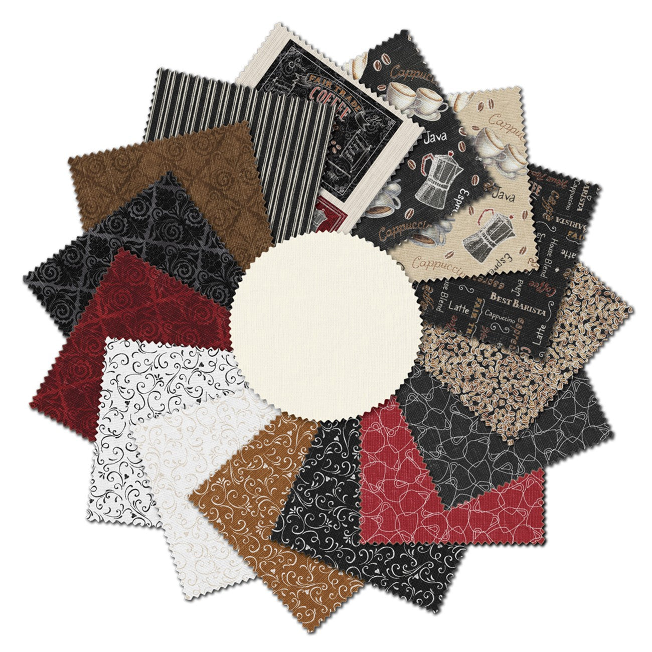 Fabric P & B Textiles Precuts Morning Treat 42pc 5" Squares Bundle MRTE5X5