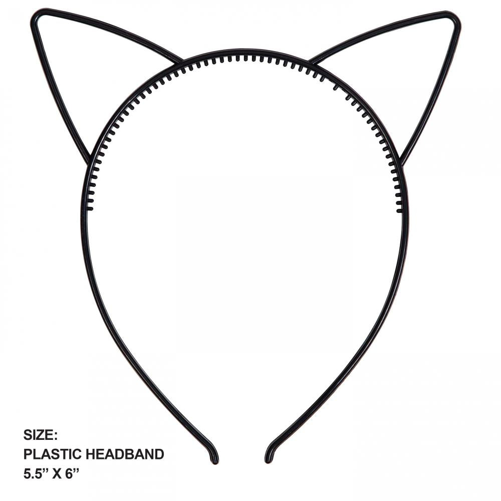 48 pc Bulk Halloween Cat Ears Plastic Headband
