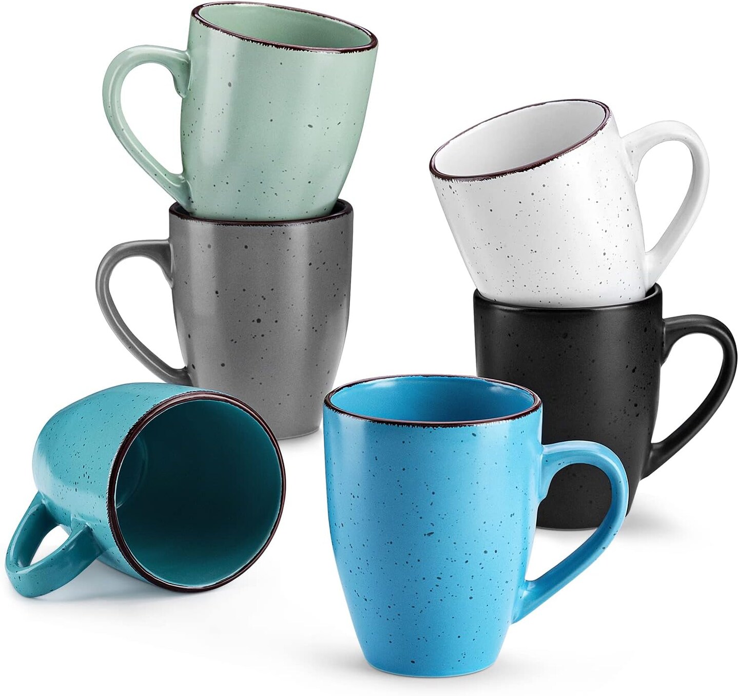 Moda Coffee Mugs Set of 6-12 oz Ceramic Coffee Cups