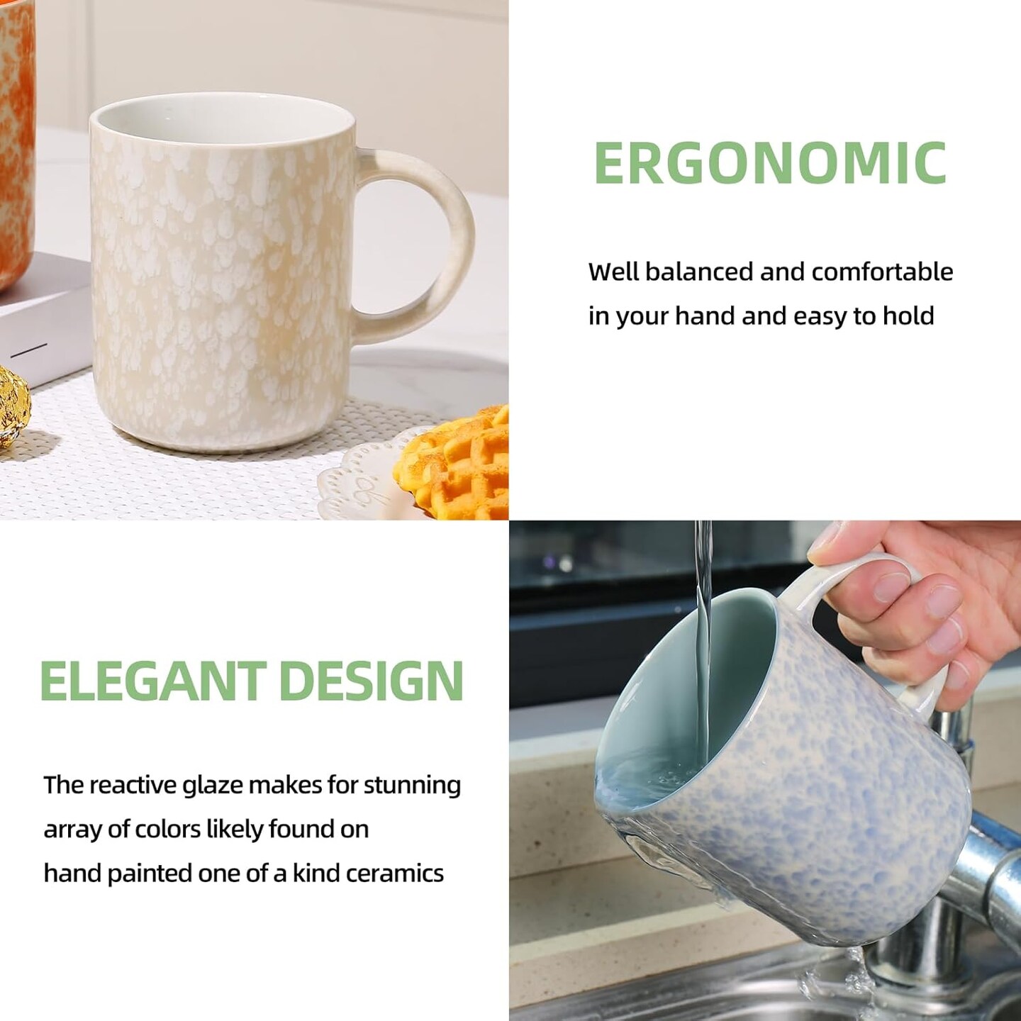 17 OZ Coffee Mugs Set of 4, Ceramic Modern Coffee Mugs Set