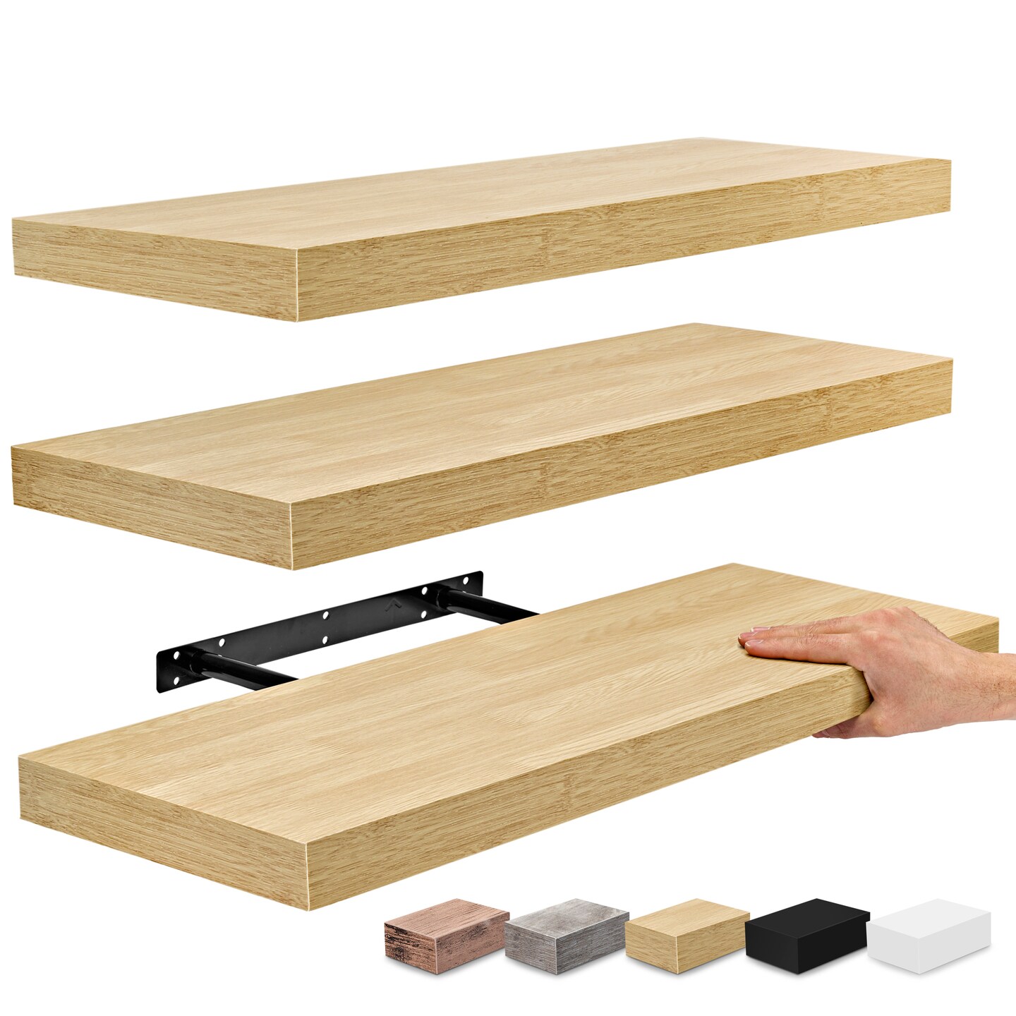Sorbus Floating Shelves 3 Pack, 24-Inch Wall Mounted Shelves for Wall Decor and Storage with Invisible Brackets