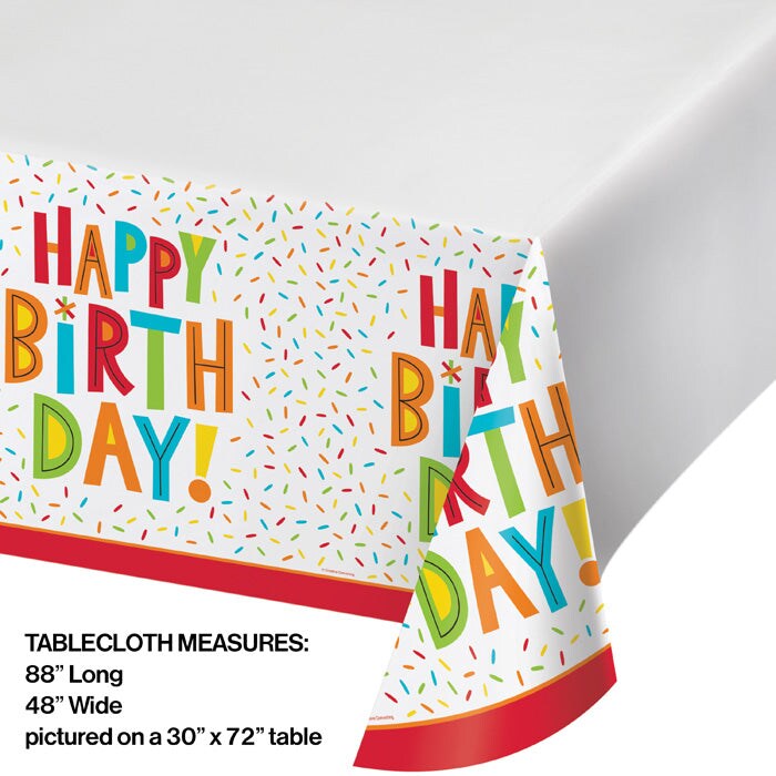12 pc Bulk Birthday Fun Plastic Tablecloths