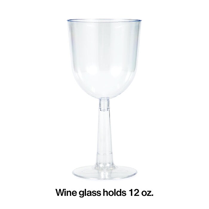 48 pc Bulk Clear 12 oz Plastic Wine Glasses