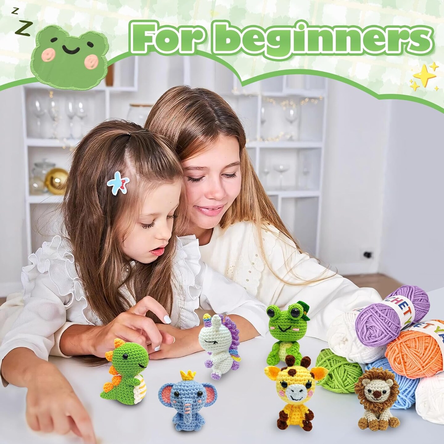 Crochet Kit for Beginners - Crochet Starter Kit with Step-by-Step Video Tutorials, Learn to Crochet Kits for Adults and Kids, DIY Knitting Supplies, Six Pack Animals