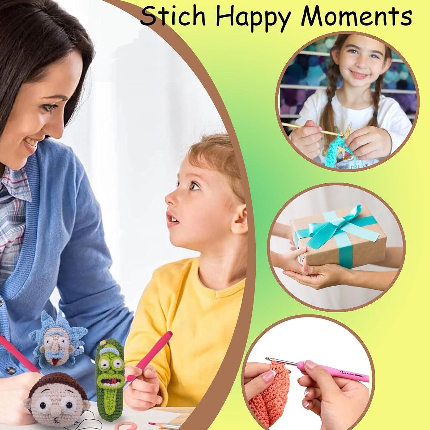 Crochet Kit for Beginners Kids- Beginner Crochet Kit for Adults&#xFF0C;3PC Pickle Catoon Character
