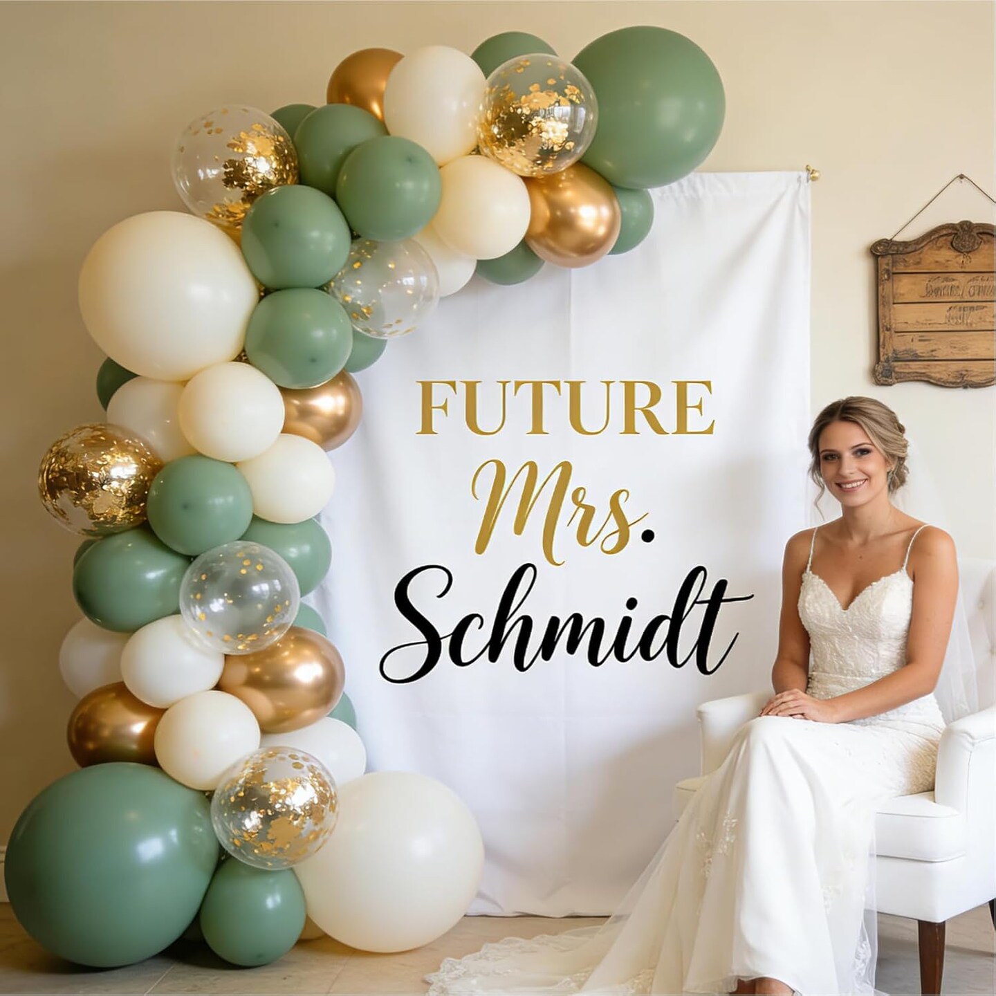 Sage Green & Gold Balloon Garland Kit – 50PCS 12 Inch Olive Green, Sand White, Metallic Gold & Confetti Balloons for Baby Shower, Birthday, Wedding, Bridal Shower & Party Decorations with Ribbon