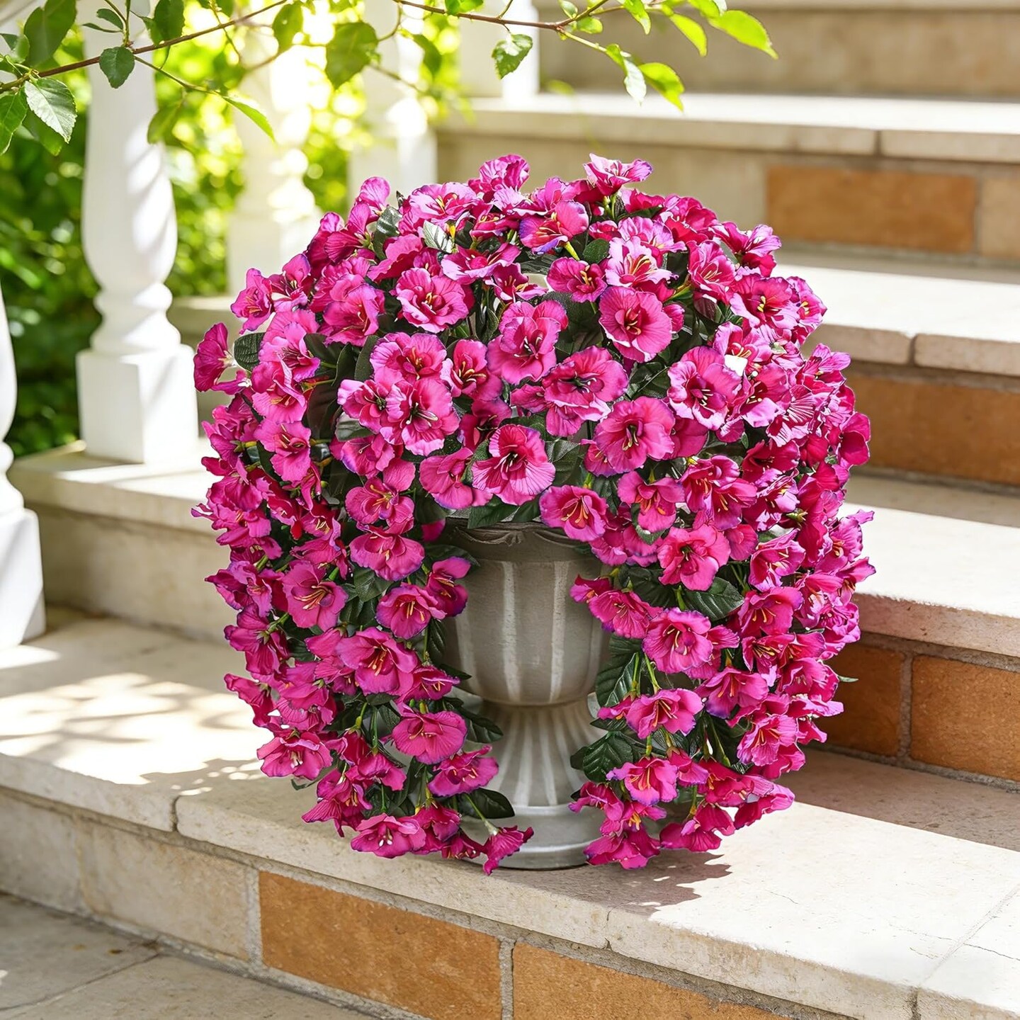 2 Pack Artificial Hanging Hibiscus Flowers Outdoor UV Resistant