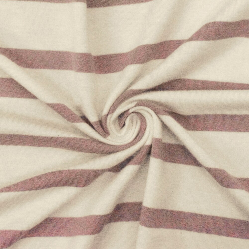 Pink-Ivory Stripe Stretch Spandex Rayon Modal Jersey Knit Fabric By the Yard