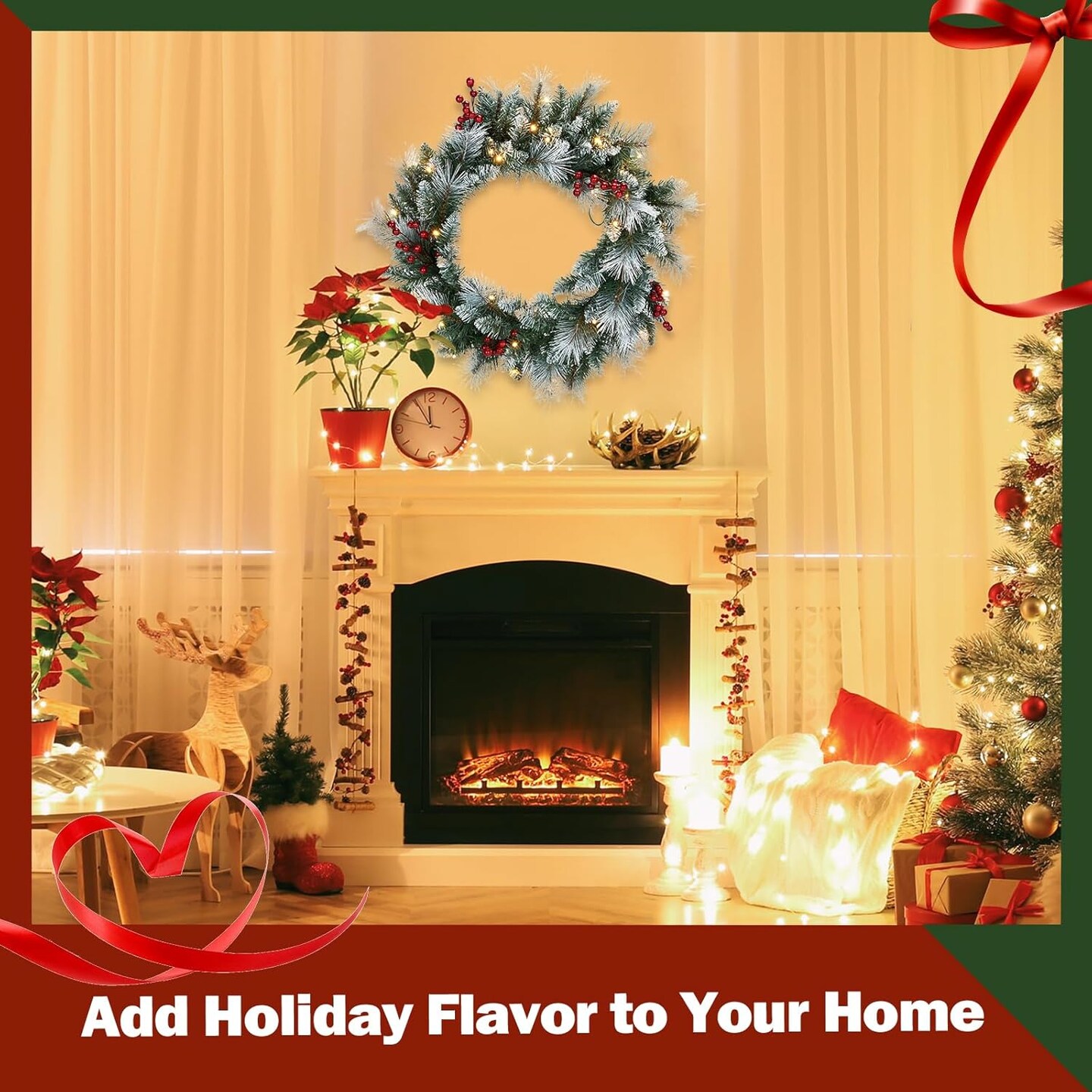 24in Prelit Christmas Wreath (Multicolored) 6"D x 24"W x 48"H